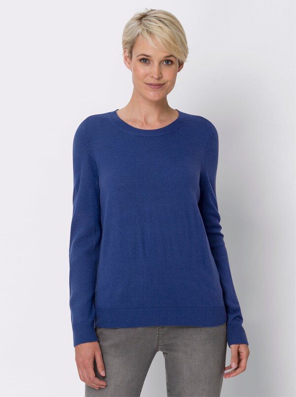 patrizia dini by heine Pullover met ronde hals in model gebreid warm koningsblauw
