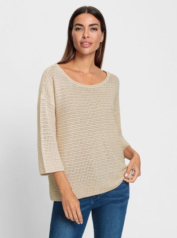 Patrizia Dini By Heine Pullover Met Ronde Hals Ivoorkleur