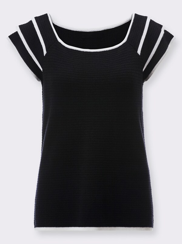 Patrizia Dini By Heine Pullover Van Fijntricot Met 3-laagse Oversized Schouders Zwart/ecru