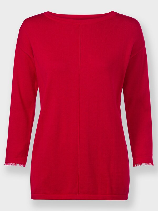 Patrizia Dini By Heine Pullover Van Fijntricot Met Franjes Aan De Mouwen Rood