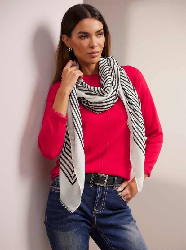 patrizia dini by heine Pullover van fijntricot met franjes aan de mouwen rood