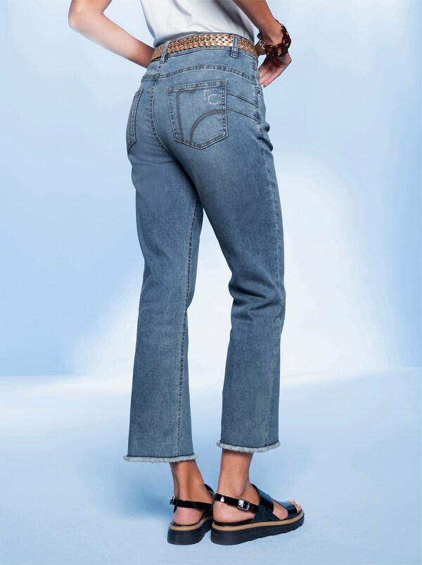 Patrizia Dini By Heine Push-up-jeans Met Borduursel En Siersteentjes Blue-stonewashed