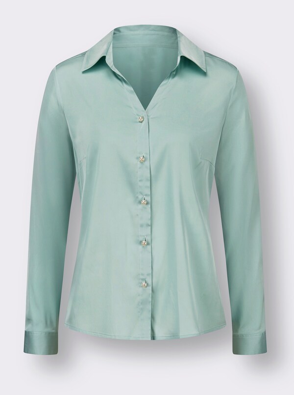 Patrizia Dini By Heine Satijnen Blouse Met Diepe V-hals Kalkmint