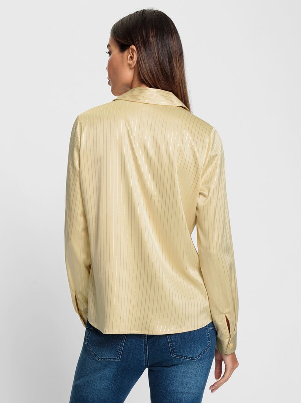 Patrizia Dini By Heine Satijnen Blouse Vanille/zilverkleurig Bedrukt