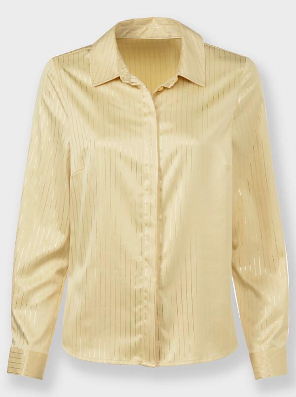 Patrizia Dini By Heine Satijnen Blouse Vanille/zilverkleurig Bedrukt