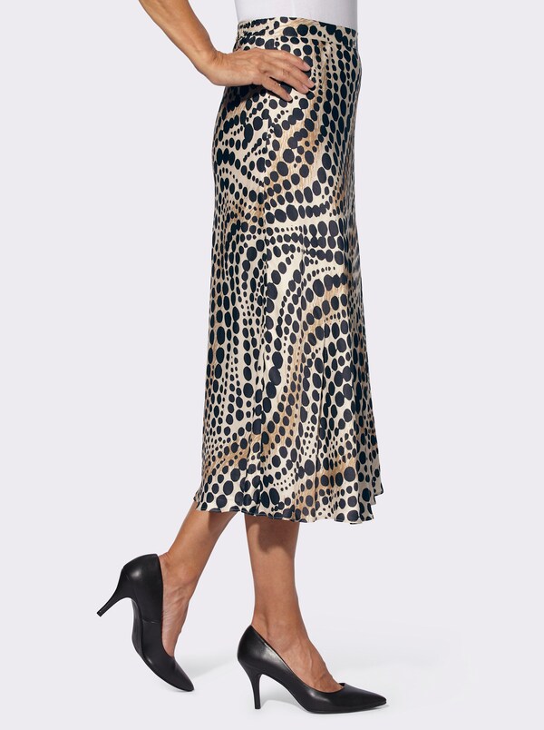 Patrizia Dini By Heine Satijnen Rok In Stippendessin Ivoor/zwart Bedrukt