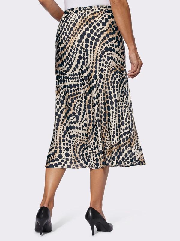 Patrizia Dini By Heine Satijnen Rok In Stippendessin Ivoor/zwart Bedrukt