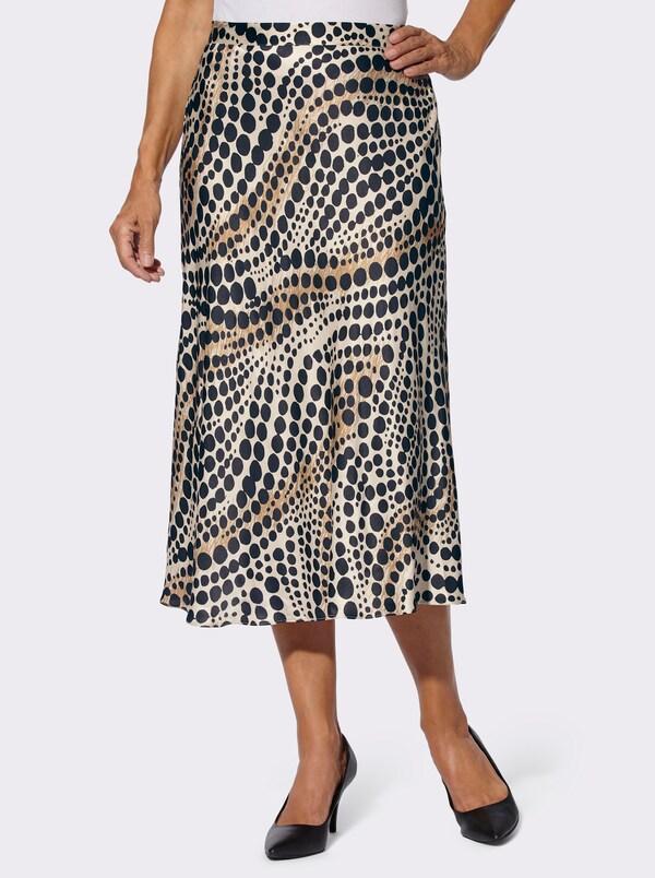 patrizia dini by heine Satijnen rok in stippendessin ivoor/zwart bedrukt