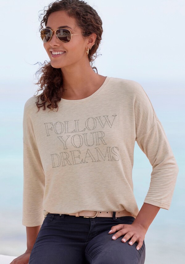 Patrizia Dini By Heine Shirt Met 3/4-mouw Beige Gemêleerd