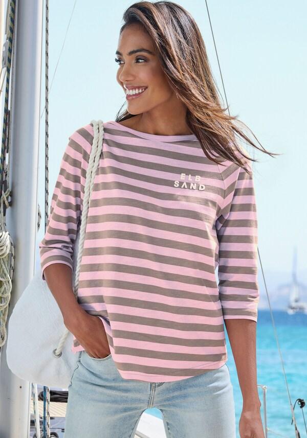 patrizia dini by heine Shirt met 3/4-mouw lila/taupe gestreept