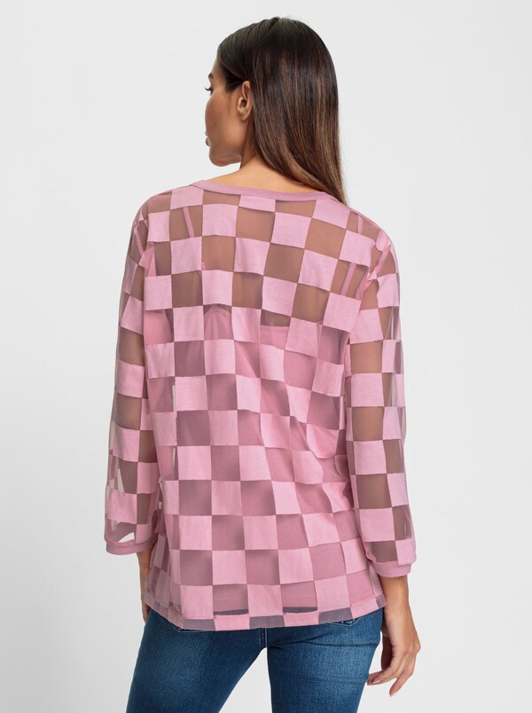 Patrizia Dini By Heine Shirt Met 3/4-mouw Oudroze Geruit