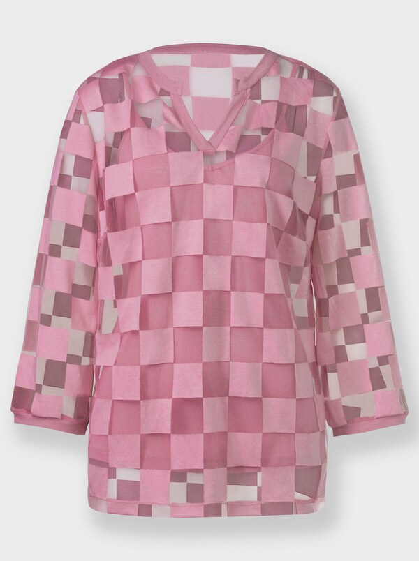 Patrizia Dini By Heine Shirt Met 3/4-mouw Oudroze Geruit