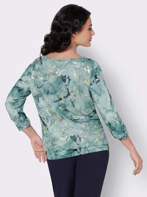 Patrizia Dini By Heine Shirt Met 3/4-mouw Van Katoen Kalkmint Bedrukt