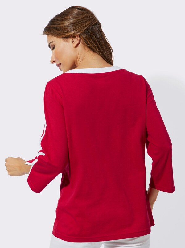 Patrizia Dini By Heine Shirt Met 3/4-mouwen En Contrastkleurige Details Rood/wit
