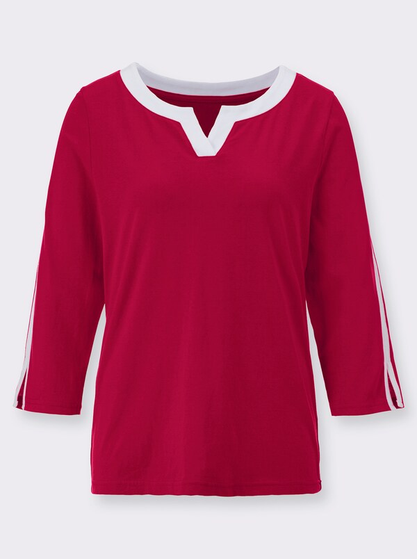Patrizia Dini By Heine Shirt Met 3/4-mouwen En Contrastkleurige Details Rood/wit