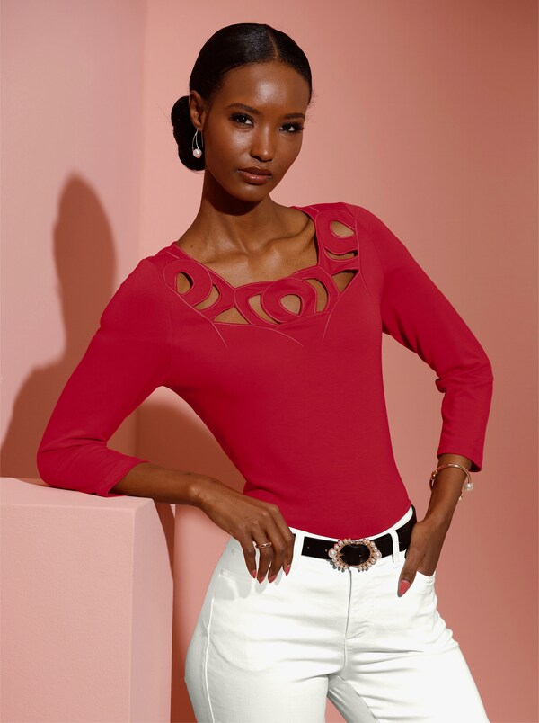 patrizia dini by heine Shirt met 3/4-mouwen en cut-outs rood
