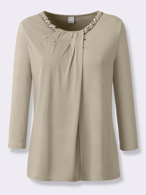 Patrizia Dini By Heine Shirt Met 3/4-mouwen En Kettingversiering Leem