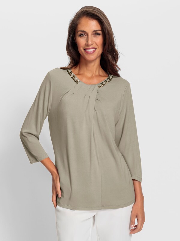 patrizia dini by heine Shirt met 3/4-mouwen en kettingversiering leem