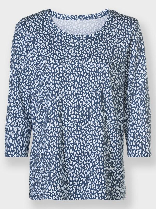 Patrizia Dini By Heine Shirt Met 3/4-mouwen En Minimalistische Print Wit/jeansblauw Bedrukt