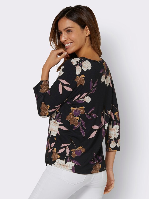 Patrizia Dini By Heine Shirt Met Bloemenprint Lila/oker Bedrukt