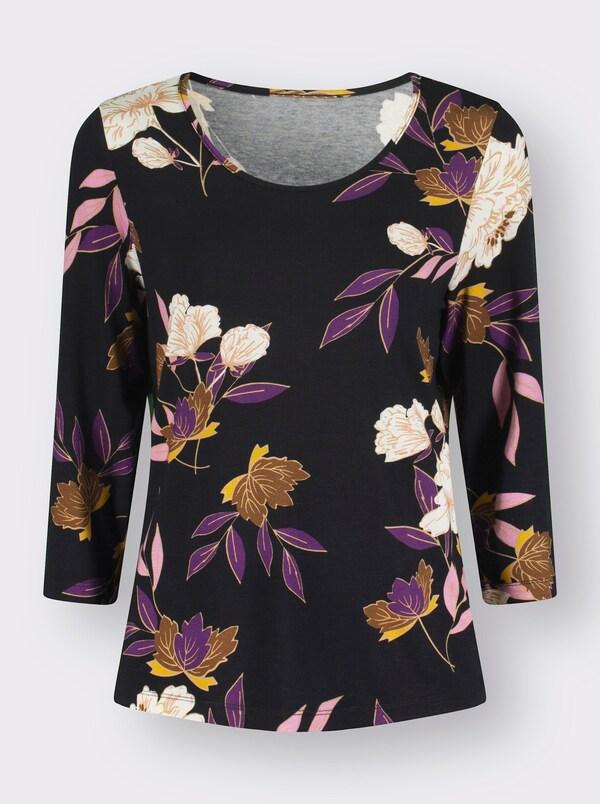 Patrizia Dini By Heine Shirt Met Bloemenprint Lila/oker Bedrukt