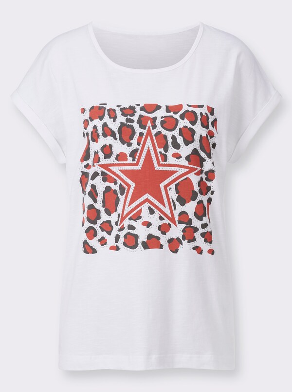 Patrizia Dini By Heine Shirt Met Dieren- En Sterrenmotief Grapefruit/wit