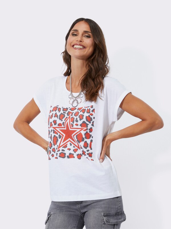 patrizia dini by heine Shirt met dieren- en sterrenmotief grapefruit/wit