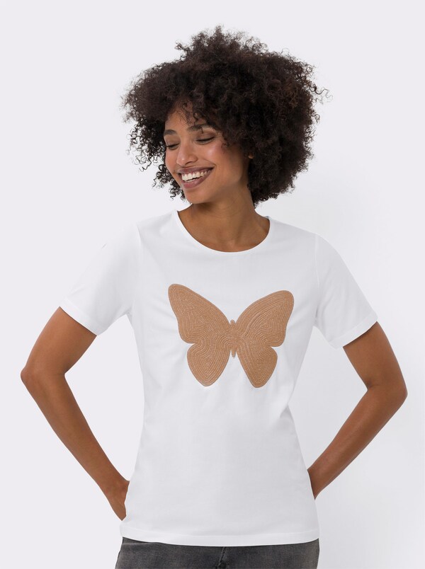 Patrizia Dini By Heine Shirt Met Korte Mouwen Ecru/camel