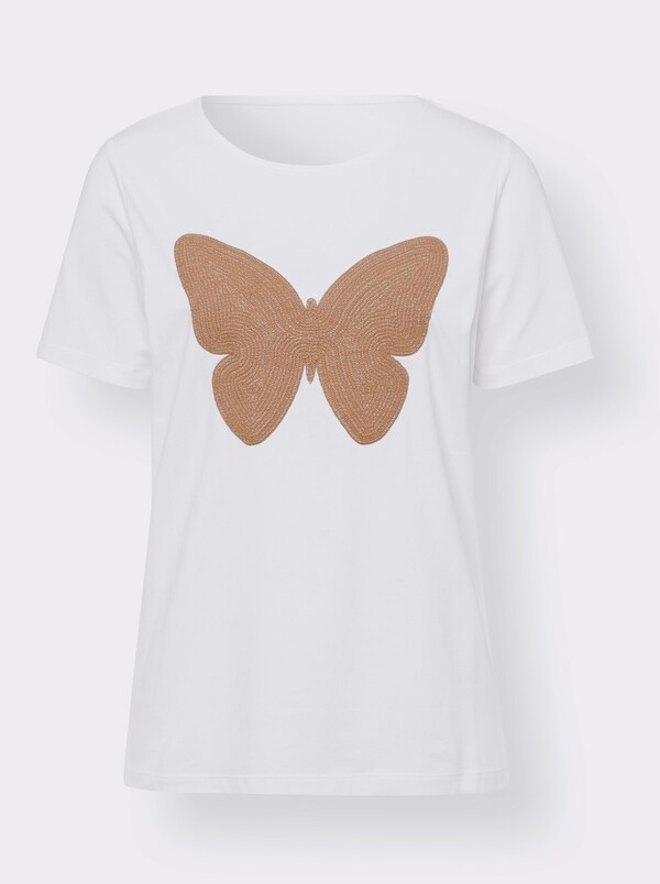 Patrizia Dini By Heine Shirt Met Korte Mouwen Ecru/camel