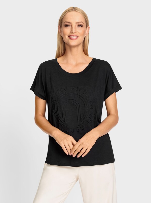 Patrizia Dini By Heine Shirt Met Korte Mouwen En Elastan Zwart
