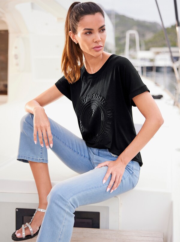 patrizia dini by heine Shirt met korte mouwen en elastan zwart