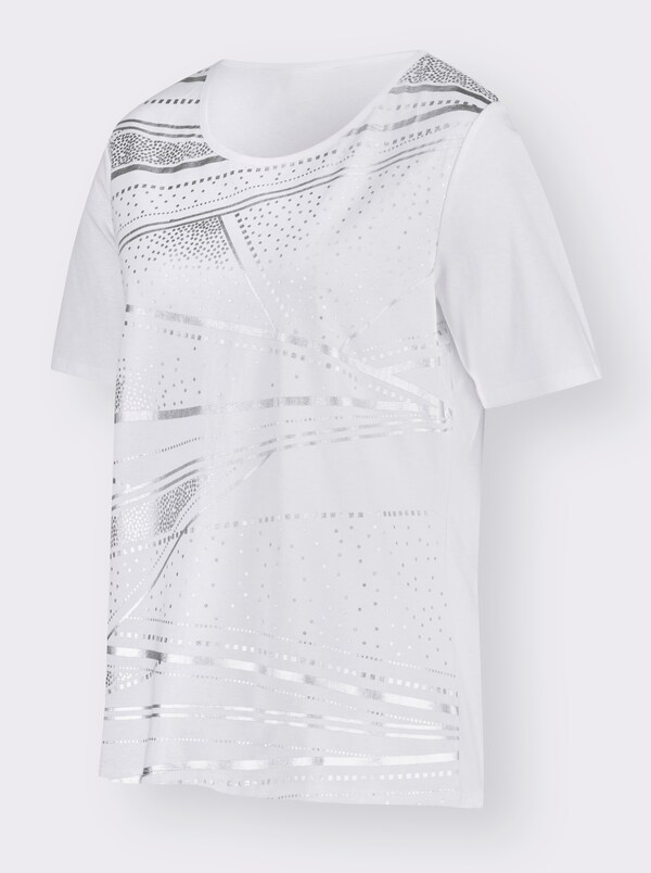 Patrizia Dini By Heine Shirt Met Korte Mouwen En Folieprint Wit