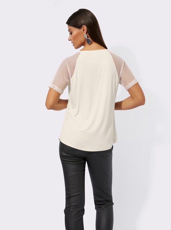 Patrizia Dini By Heine Shirt Met Korte Mouwen En Glanzende Folieprint Champagne/zilverkleur Bedrukt