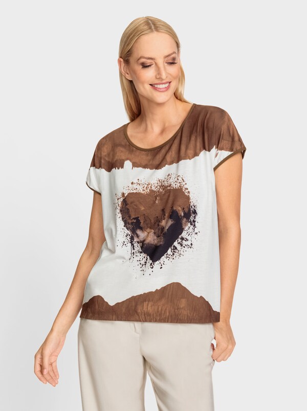 patrizia dini by heine Shirt met korte mouwen en hartmotief bruin
