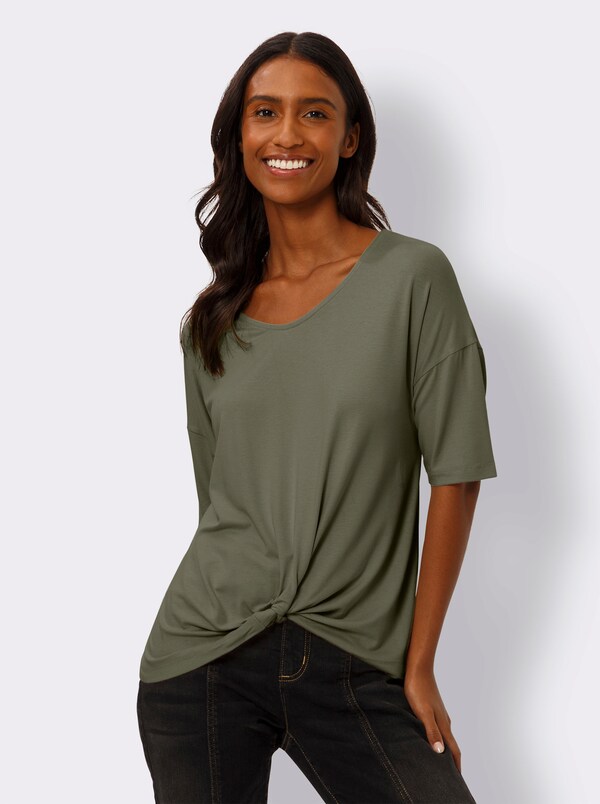 patrizia dini by heine Shirt met korte mouwen en knooplook kaki