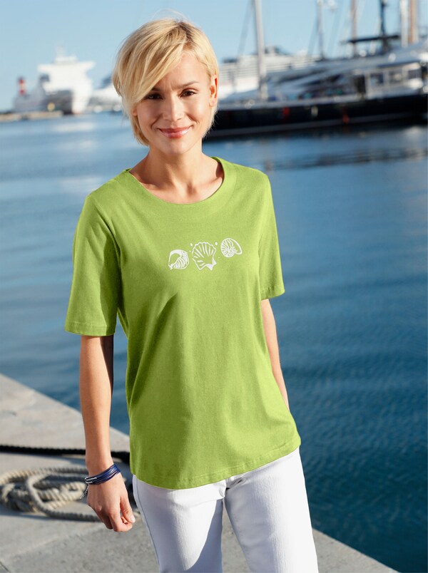 Patrizia Dini By Heine Shirt Met Korte Mouwen En Schelpenprint Pistache