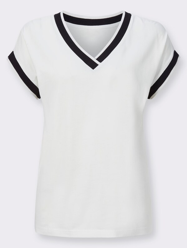 Patrizia Dini By Heine Shirt Met Korte Mouwen En Sierband Ecru