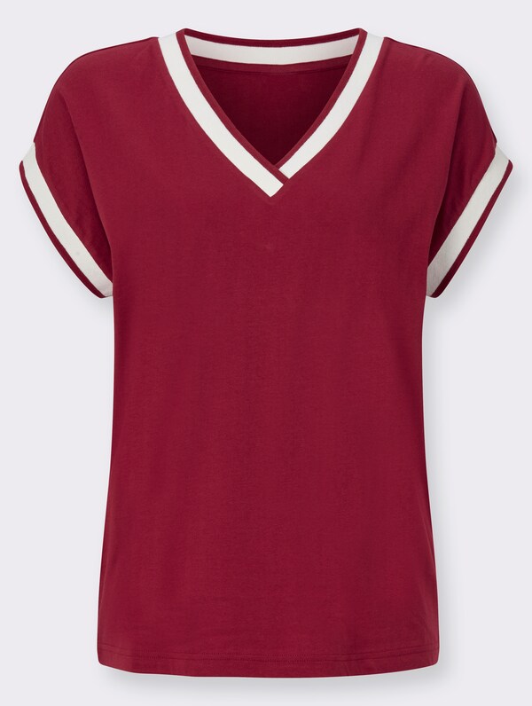 Patrizia Dini By Heine Shirt Met Korte Mouwen En Sierband Kers