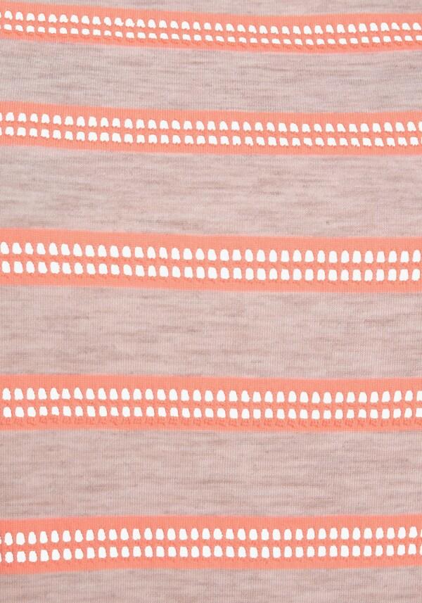 Patrizia Dini By Heine Shirt Met Korte Mouwen Lichtgrijs Gemêleerd/neonoranje Gestreept