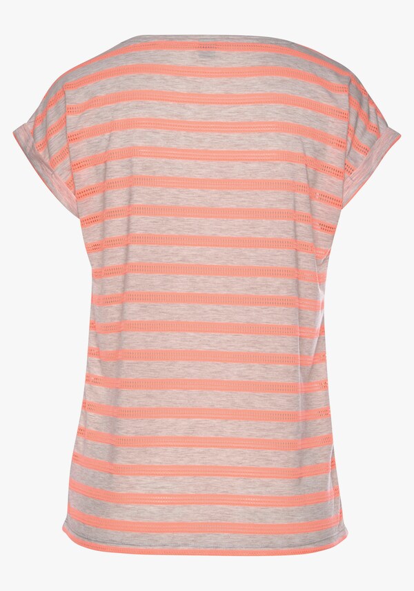 Patrizia Dini By Heine Shirt Met Korte Mouwen Lichtgrijs Gemêleerd/neonoranje Gestreept