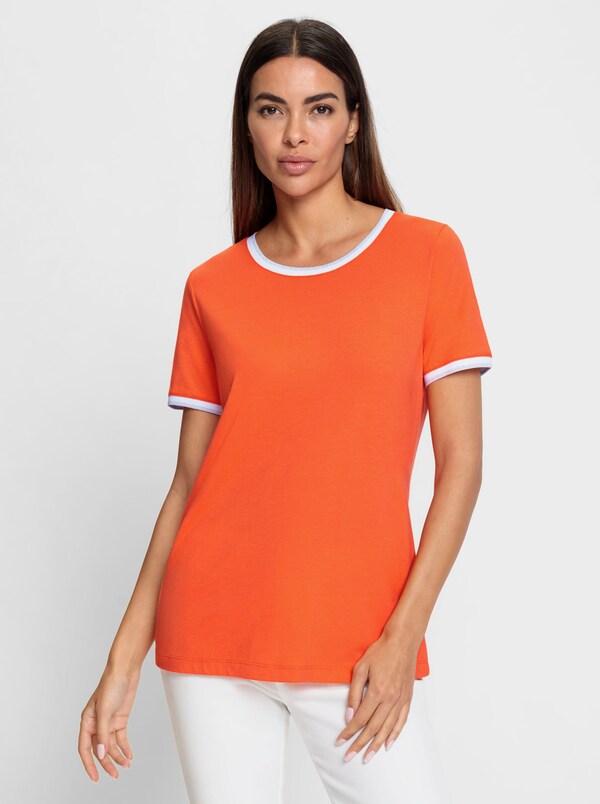 Patrizia Dini By Heine Shirt Met Korte Mouwen Oranje/wit