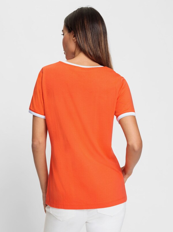 Patrizia Dini By Heine Shirt Met Korte Mouwen Oranje/wit