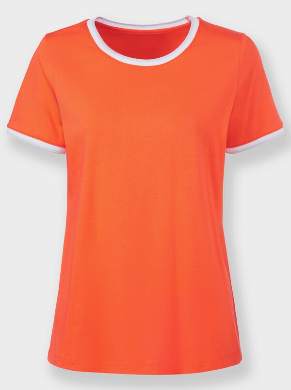 Patrizia Dini By Heine Shirt Met Korte Mouwen Oranje/wit