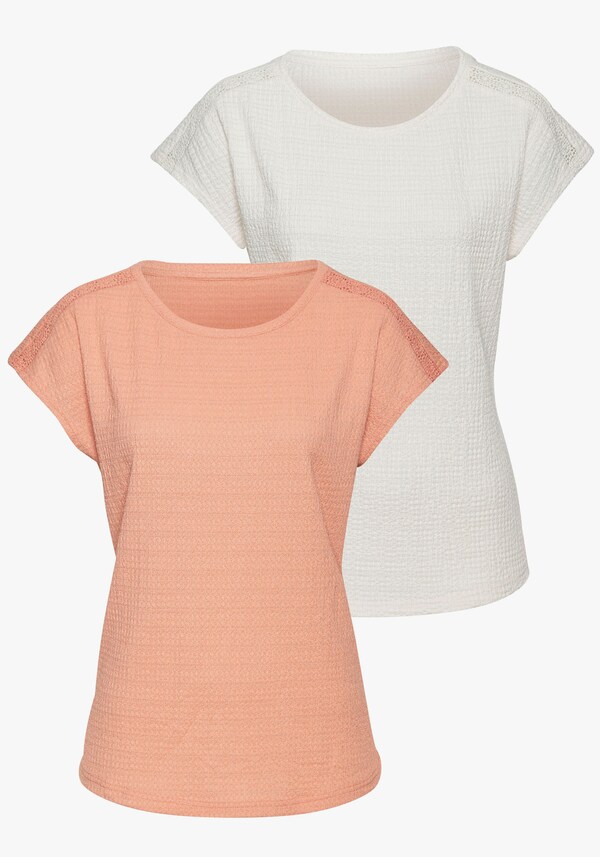 Patrizia Dini By Heine Shirt Met Korte Mouwen Peach Crème