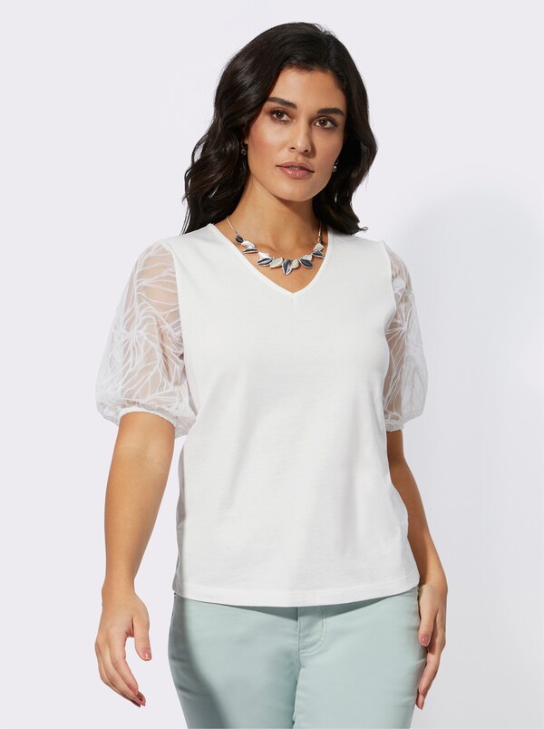 Patrizia Dini By Heine Shirt Met Korte Transparante Pofmouwen Ecru