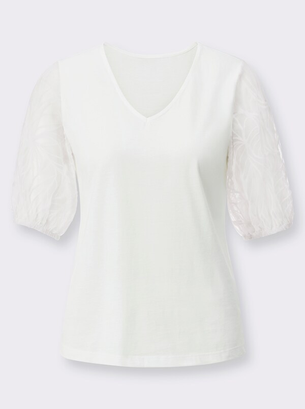 Patrizia Dini By Heine Shirt Met Korte Transparante Pofmouwen Ecru
