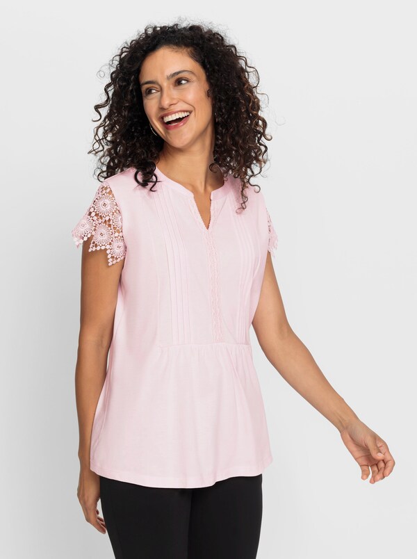 patrizia dini by heine Shirt met korte vleermuismouwen van kant lichtroze