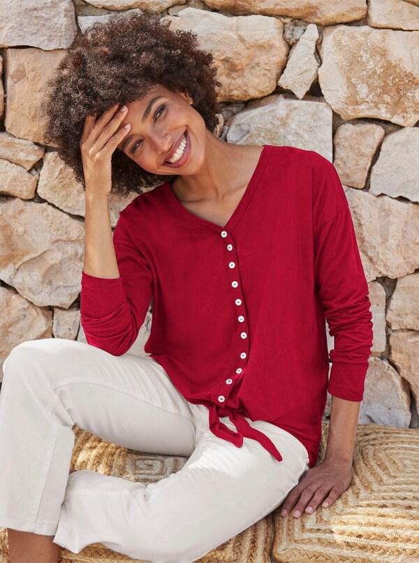 patrizia dini by heine Shirt met lange mouwen en zoom om te knopen rood