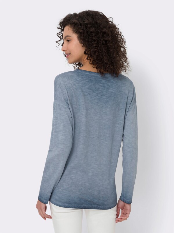 Patrizia Dini By Heine Shirt Met Lange Mouwen Rookblauw Bedrukt