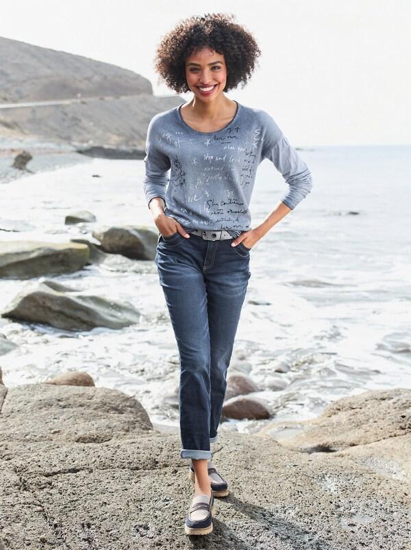 patrizia dini by heine Shirt met lange mouwen rookblauw bedrukt